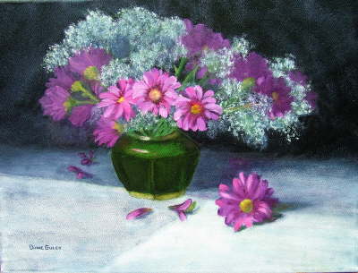 Purple Daisies in Oil on 12 x 16 Canvas July 2004