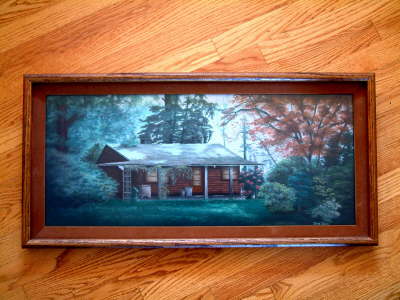 Cabin in the Woods in Hard Pastel on Sandpaper Board